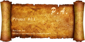 Prusz Ali névjegykártya